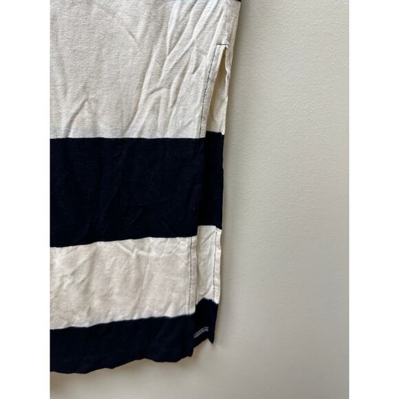 J. Crew Cream Black Linen Blend Side Slit Pullover Striped Maxi Dress Size XS - Picture 4 of 12